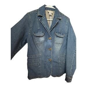 Denim blue blazer jacket 3 button closing by coldwater creek size Medium